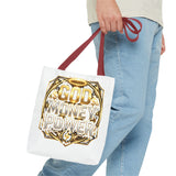 Tote Bag — "God Money Power" Gold Graphic Tote for Faith & Hustle
