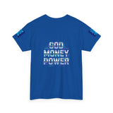 God Money Power Graphic Tee — Blue Urban Streetwear T-Shirt