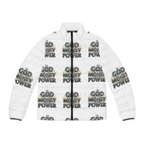 God Money Power Puffer Jacket — Graphic All-Over Print Men's Jacket