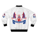 God Money Power Bomber Jacket — Patriotic Religious Graphic Jacket
