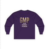 GMP (God Money Power) Long Sleeve Tee — Gold Logo Faith Streetwear