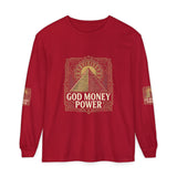 Long Sleeve T-Shirt — 'God, Money, Power' Pyramid Graphic