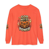 God Money Power- Halloween Pumpkin Long Sleeve Tee