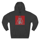 God Money Power Hoodie — Red Three-Panel Graphic Fleece Hoodie