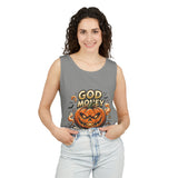God Money Power- Halloween Tank Top — Pumpkin Graphic Sleeveless Tee