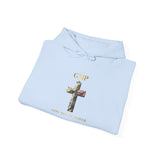 God Moves in Mysterious Ways Cross Hoodie — Floral Cross Religious Pullover