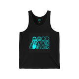 God Money Power Neon Tank Top — Graphic Religious Statement Jersey Tank