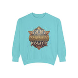 God Money Power Sweatshirt - Vintage Crest Graphic Crewneck