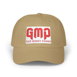 God Money Power Dad Cap – White Embroidered GMP Baseball Hat