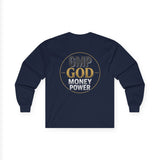 GMP GOD Money Power Long Sleeve Tee — Inspirational Faith & Wealth Shirt