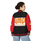 Letterman Jacket — "GMP (God Money Power)" Red & White Varsity Jacket