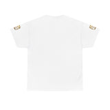 Graphic Tee — "God Money Power" Gold Crest T-Shirt