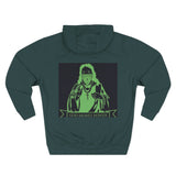 Religious Graphic Hoodie — 'God Money Power' Green Icon Print
