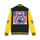 Letterman Jacket — Patriotic 'God Money Power' Graphic Varsity Jacket