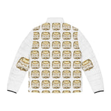 Puffer Jacket — Gold Trophy Plaid All-Over Print