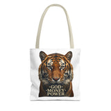 Tiger 'God Money Power' Tote Bag — Bold Wildlife Statement Bag