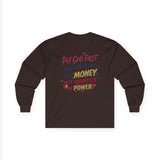 Inspirational Long Sleeve Tee — “Put God First, Hustle for the Money, Put Yourself in Power”