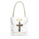GMP 'God Money Power' Floral Cross Tote Bag