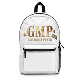 GMP God Money Power Backpack – Luxe Gold Logo Casual Daypack