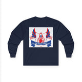 Long Sleeve Tee — "God Money Power" Patriotic Jesus Graphic
