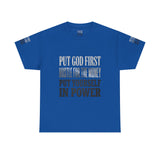 Inspirational Faith Tee — "Put God First, Hustle for the Money, Put Yourself in Power"