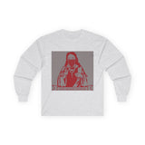 Long Sleeve Tee — 'God Money Power' Stenciled Icon Design