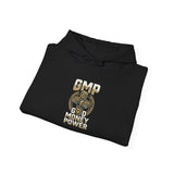 Money Power Hoodie — Gold Coin Stack Graphic Hooded Sweatshirt