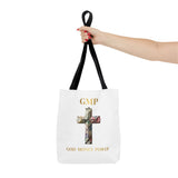 GMP 'God Money Power' Floral Cross Tote Bag