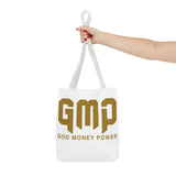 GMP 'God Money Power' Gold Logo Tote Bag - Inspirational Christian Canvas Tote