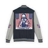 Letterman Jacket — Patriotic 'God Money Power' Graphic Varsity Jacket