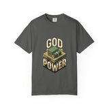 God Power T-Shirt — Faith Graphic Tee with Vintage Tank Illustration