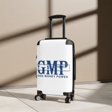 Carry-On Suitcase — "GMP: God Money Power" Blue Logo Travel Luggage