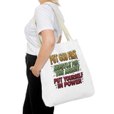 Inspirational Gospel Tote Bag — "Put God First, Hustle for the Money, Put Yourself in Power"