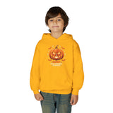Youth Halloween Pumpkin Hoodie —“ God Money Power” Jack-o'-Lantern Graphic Hooded Sweatshirt