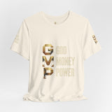GVP 'God Money Power' Graphic Tee – Gold Lettering Christian Streetwear