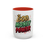 God Money Power Accent Coffee Mug — Bold Motivational Religious Coffee Cup (11/15oz)