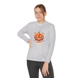 God Money Power- Youth Long Sleeve Tee — Halloween Jack-O'-Lantern Pumpkin Graphic