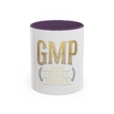 GMP Gold Accent Coffee Mug – "God Money Power" Inspirational Ceramic Cup