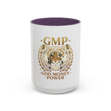 GMP Tiger Accent Coffee Mug — "God Money Power" Motivational 11/15oz Ceramic Mug