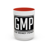 GMP 'God Money Power' Accent Coffee Mug – Bold Black Logo 11/15oz