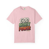 God Money Power Graphic T-Shirt — Bold Retro Faith & Hustle Tee