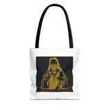 Religious Icon Tote Bag — 'God Money Power' Gold Graphic