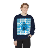 Graphic Sweatshirt - "God Money Power" Blue Retro Streetwear Crewneck