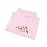 God • Money • Power Hoodie — White Pullover with Gold GMP Logo