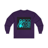 God Money Power Long Sleeve Tee — Retro Neon Graphic Faith & Hustle Shirt
