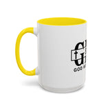 GMP "God Money Power" Accent Coffee Mug — Bold Black Scripture-Inspired Design (11/15oz)