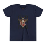 Youth Tee — 'God Money Power' Skull Graphic Shirt