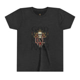Youth Tee — 'God Money Power' Skull Graphic Shirt