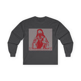Long Sleeve Tee — 'God Money Power' Stenciled Icon Design