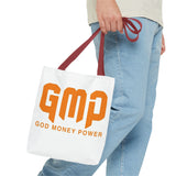 GMP 'God Money Power' Graphic Tote Bag – Bold Orange Statement Carryall